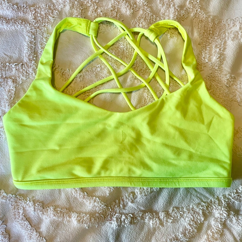 Lululemon Neon Yellow Strappy Sports Bra